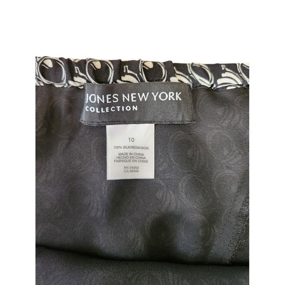 Jones New York Collection Silk Skirt Black White Geometric Print Size 10  A52 - Picture 2 of 3
